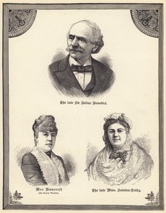 Avdøde Sir Julius Benedict, fru Bancroft (nee Marie Wilton), avdøde Madame Sainton Dolby (gravering) av English School
