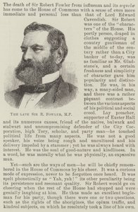 Avdøde Sir R Fowler, MP (gravering) av English School