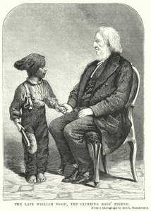 Avdøde William Wood, den klatrende guttens venn (gravering) av English School