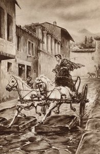 Livet til en gate i Pompeii i de store dagene før byen forsvant (farge litho) av English School