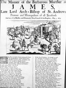 Måten på det barbariske drapet på James, avdøde Lord Erkebiskop av St. Andrews, Primate and Metropolitan of all Scotland, 1679 av English School