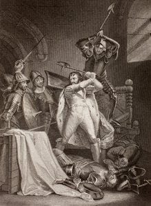 Drapet på Richard II av England i Pontefract Castle i 1400 (litho) av English School