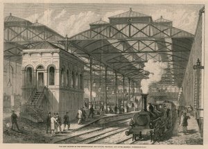 Den nye stasjonen til Metropolitan og London, Chatham og Dover jernbane, Farringdon Road, London av English School