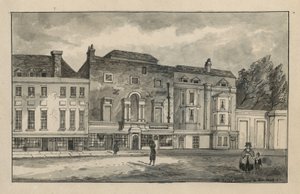 Det gamle Royal Academy i Pall Mall (wc på papir) av English School