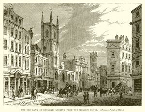 Den gamle banken i England, ser fra Mansion House