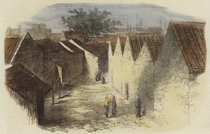 Henrettelsesstedet i Canton, Kina (farget gravering) av English School