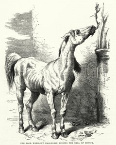 Den stakkars utslitte krigshesten som ringer rettferdighetens bjelle (gravering) av English School