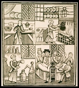 Tilberedning av paier, side fra en kokebok fra 1400-tallet av English School