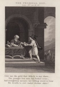 Den fortapte sønn, Luke XV, ver 11, 32 (gravering) av English School