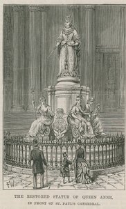 Den restaurerte statuen av dronning Anne av English School