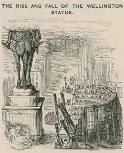 Stigningen og fallet til Wellington-statuen; tegnefilm av English School