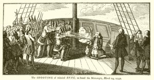 Skytingen av admiral Byng, om bord på Monarque, 14. mars 1757 av English School