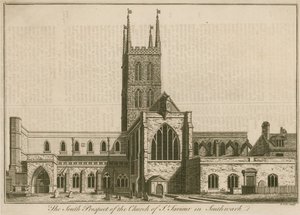 Sørprospektet til St Saviours, Southwark, London av English School