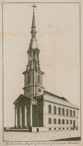 Sørvest-prospektet til Church of St Leonard, Shoreditch av English School