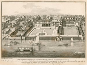 Den sørlige fronten av Somerset House med sine omfattende hager av English School