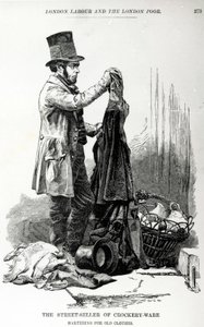 Gateselgeren av servise som byttet for gamle klær, ca. 1840 av English School