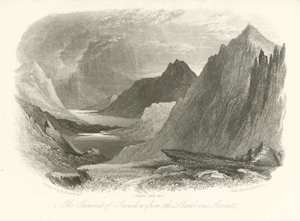 Toppen av Snowdon fra Llanberis-oppstigningen, Wales av English School