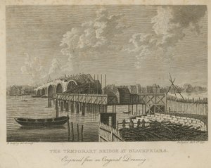 Den midlertidige broen ved Blackfriars av English School