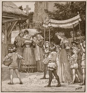 Bryllupet til Jack of Newbury: the Brides procession, illustrasjon fra Cassells Illustrated History of England (sepia-bilde) av English School