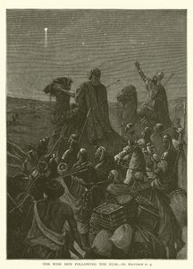 De vise menn som følger stjernen, St. Matteus II, 9 (gravering) av English School