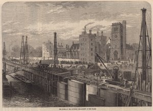 Arbeidene ved den sørlige Embankment of Themsen av English School