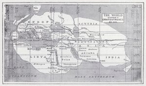 Verden ifølge Eratosthenes, BC 220 (litho) av English School