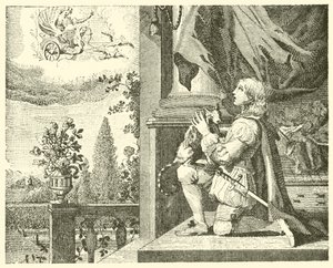 Den unge mannen og katten hans (gravering) av English School