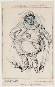 Teaterfigurer 1: Falstaff, ca. 1825 (penn og blekk på papir) av English School
