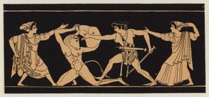 Theseus dreper Minotauren (fargelitografi) av English School