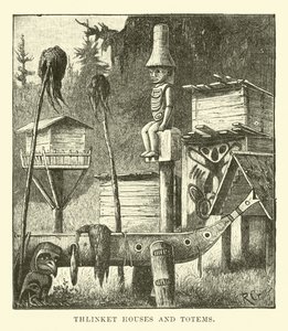 Thlinket-hus og totems av English School
