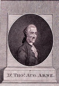 Thomas Augustine Arne (1710-78) (gravering) av English School