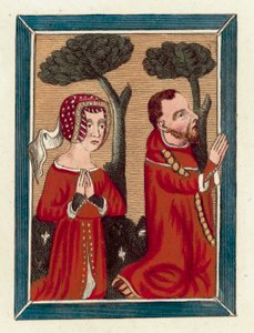 Thomas Beauchamp, Earl Of Warwick og Margaret hans kone (farget gravering) av English School