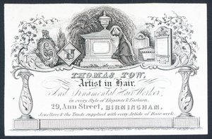 Thomas Tow, hårkunstner, handelskort av English School