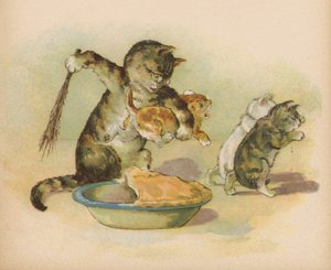 Tre små kattunger mistet vottene (chromolitho) av English School