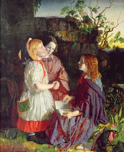 Tre unge jenter i et landskap, ca. 1860 av English School