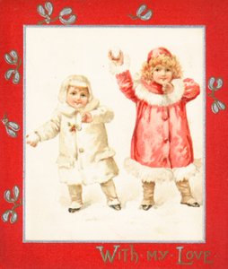 Kaste snøballer, julekort. av English School
