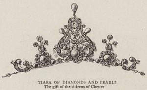 Tiara av diamanter og perler (gravering) av English School