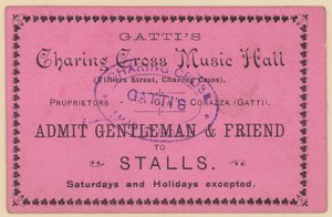 Billett til Gattis Charing Cross Music Hall av English School