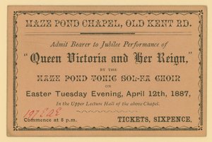 Billett til en forestilling av Queen Victoria and Her Reign av English School