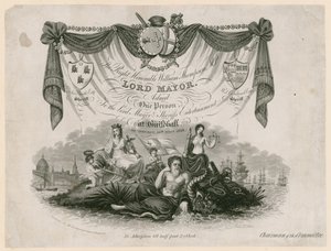 Billett for inngang til Lord Mayors Entertainment 10. november 1828 av English School