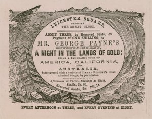 Billett for inngang til Mr George Paynes underholdning A Night in the Lands of Gold av English School