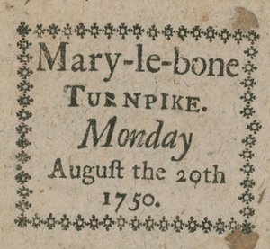 Billett til Mary-le-Bone Turnpike av English School