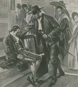 Trøtt og sulten sovner Benjamin Franklin i et Quaker møtehus av English School