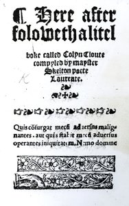 Tittelside for Colin Cloute av John Skelton, utgitt ca. 1550 (trykt papir) av English School