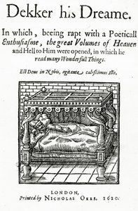 Tittelside for Dekker his Dreame av Thomas Dekker, utgitt 1620 av English School