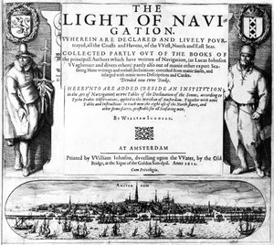 Tittelside for The Light of Navigation av William Iohnson, utgitt 1612 (boktrykk og gravering) av English School