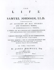 Tittelside, fra The Life of Samuel Johnson av James Boswell (1740-1795) av English School