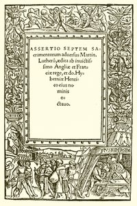 Tittelside til Henry VIIIs bok mot Luther av English School