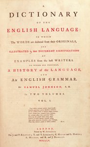 Tittelside til Johnsons Dictionary of the Human Language London, 1755 av English School
