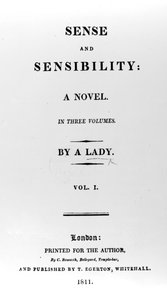 Tittelside til Sense and Sensibility av Jane Austen, første utgave, 1811 av English School